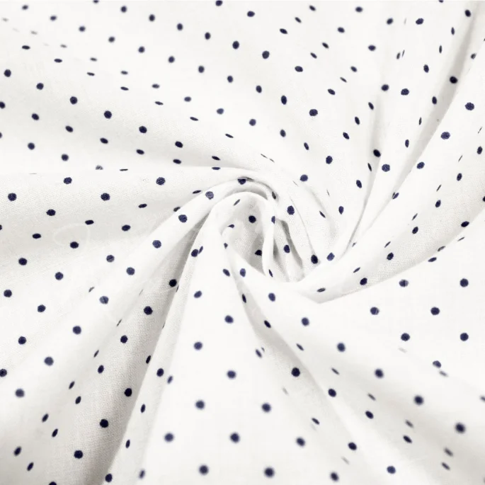 Cotton Poplin - Dark Blue Polkadot