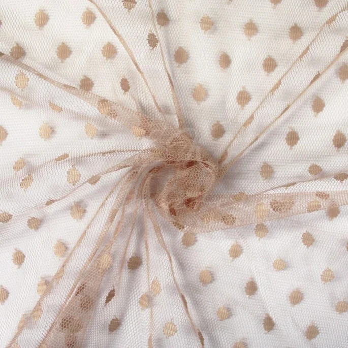 Tulle Elastic - Nude Polkadot (Silicone Net)