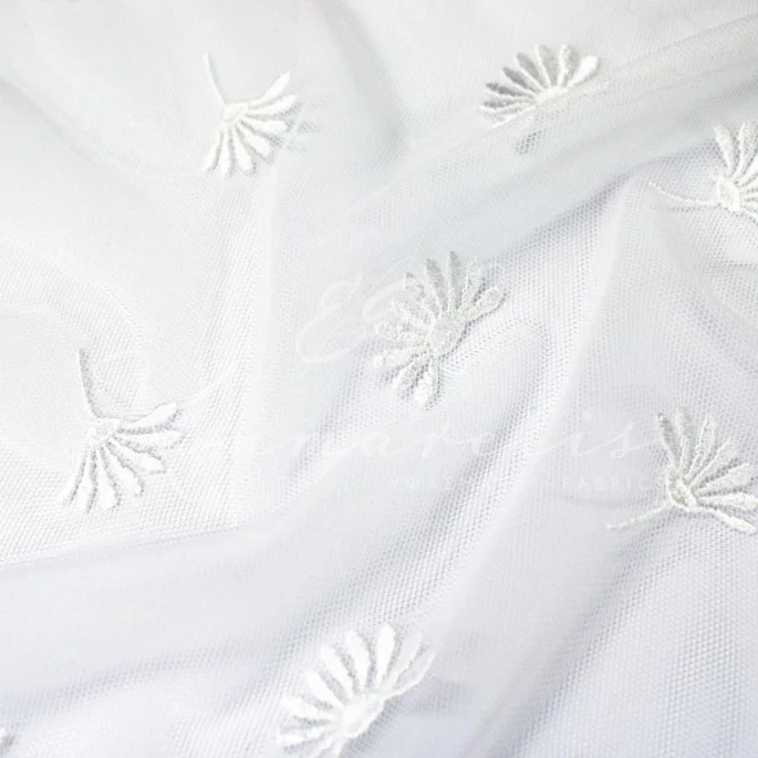 Tulle Elastic - Daisies (Silicone Net)