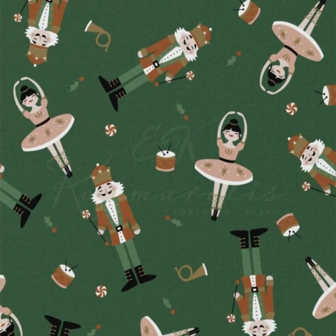 Ποπλίνα 100% Βαμβάκι - Χριστουγεννιάτικος Καρυοθραύστης