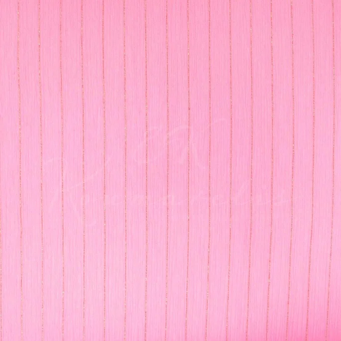 Chiffon – Pink with Metallic Gold Stripes