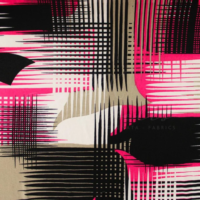Lycra - Geometric Fuchsia/Black