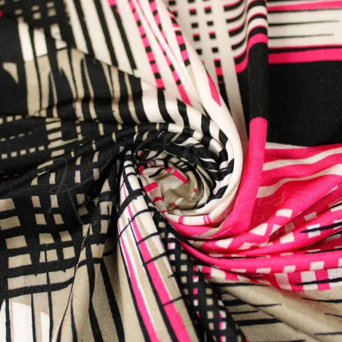 Lycra - Geometric Fuchsia/Black - 2