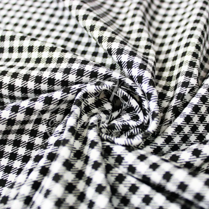 Lycra - Black and White Vichy Checkered - 2