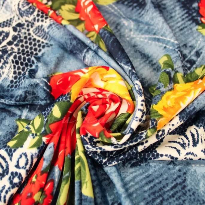 Lycra - Floral Denim - 2
