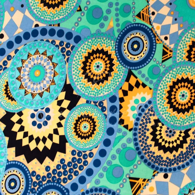 Lycra - Multicolored Aqua Circles