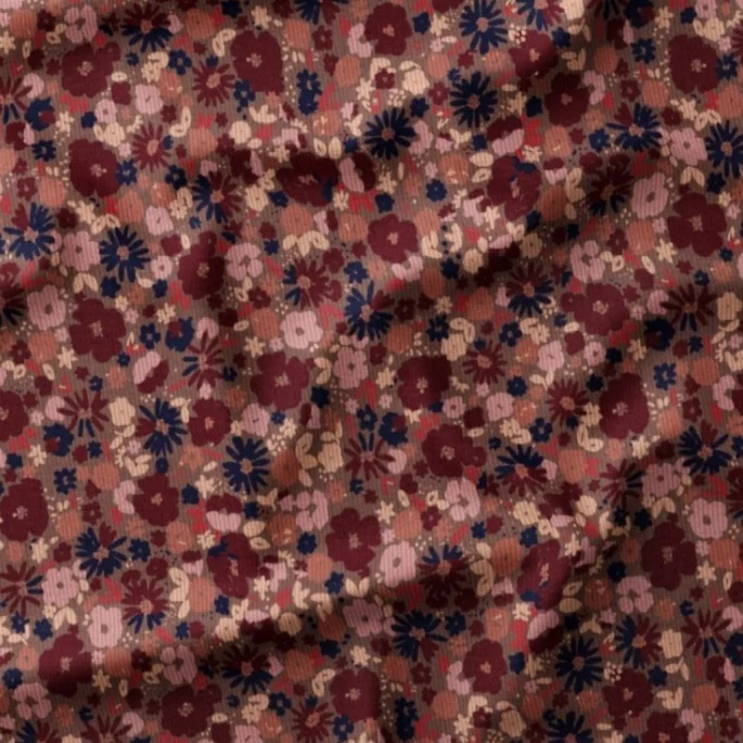 Corduroy 1000 Stripes -Dusty Pink Floral