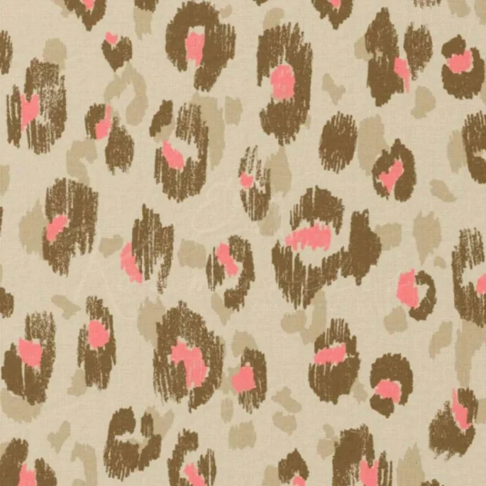 Ποπλίνα 100% Βαμβάκι - Animal Print Μπεζ/Ροζ