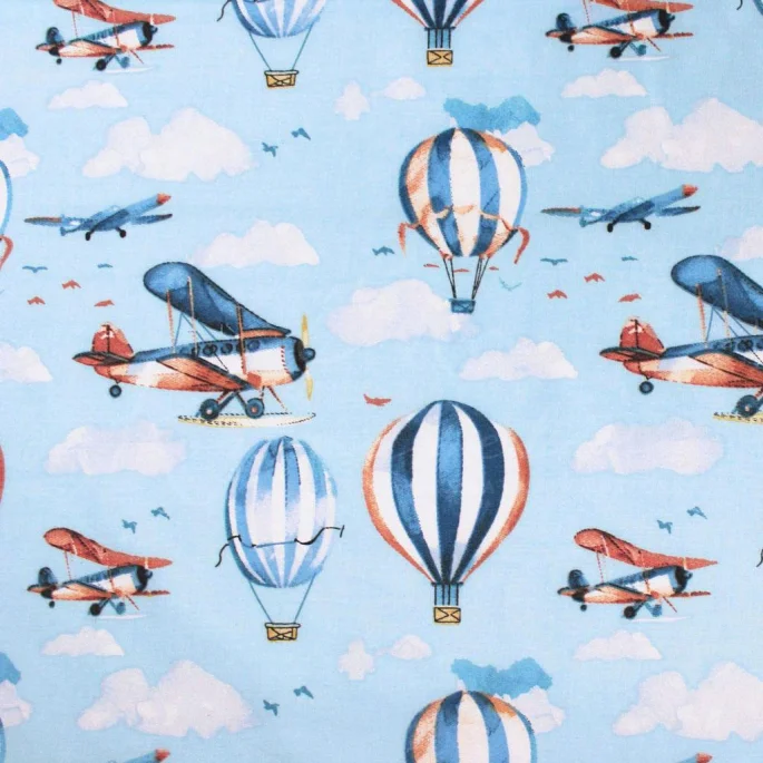 Children’s Nap Cot Sheet - Hot Air Balloons & Airplanes