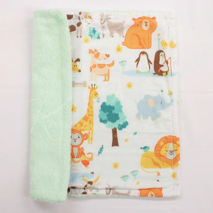 Ready-Made Meal Placemat – Happy Animals Mint Green