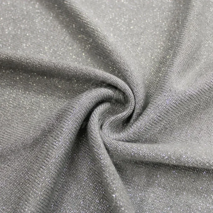 Lurex Knit - Grey with silver thread