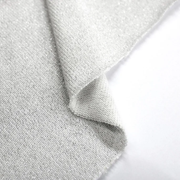 Lurex Knit - Pearl grey with silver thread