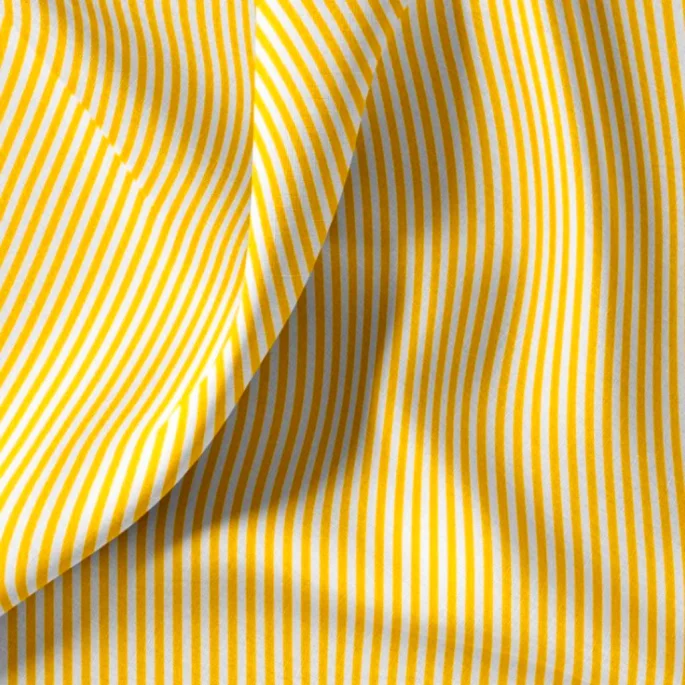 Poplin 100% Cotton - White/Yellow Striped