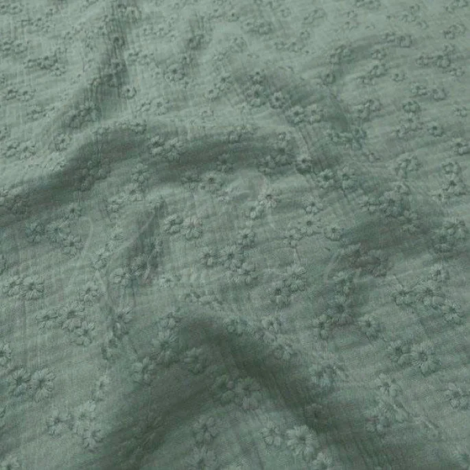 Μπροντερί Μουσελίνα Βαμβακερή (Double Gauze) - Γκριζοπράσινο