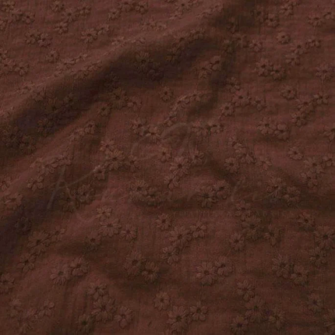 Μπροντερί Μουσελίνα Βαμβακερή (Double Gauze) - Καφέ