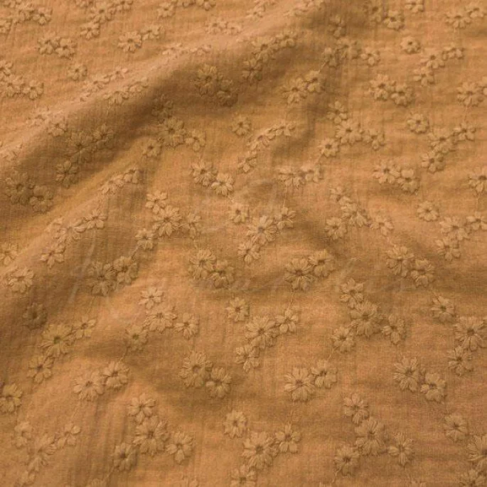 Μπροντερί Μουσελίνα Βαμβακερή (Double Gauze) - Καμηλό