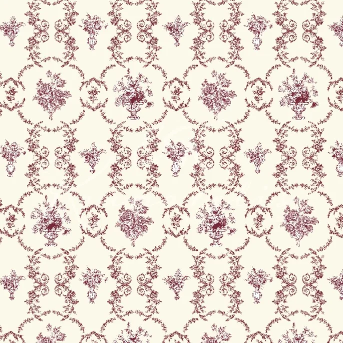 Loneta Toile de Jouy - Burgundy Floral