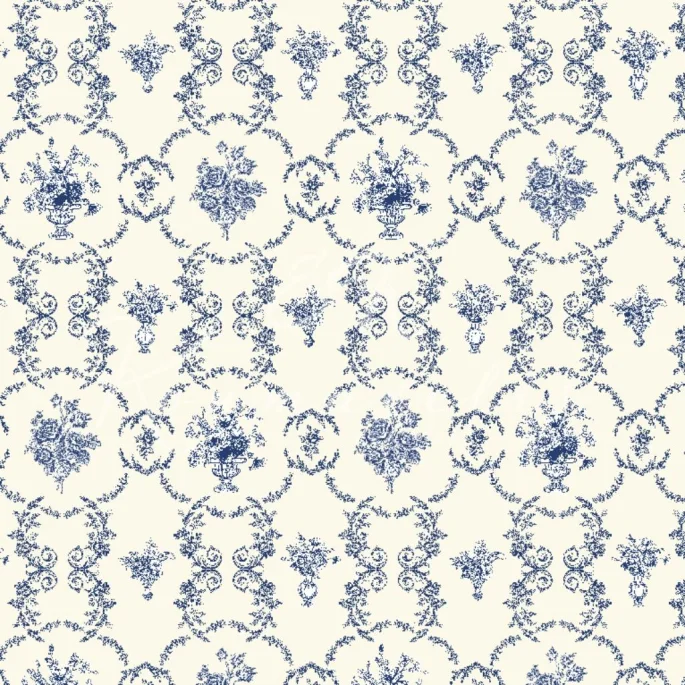 Loneta Toile de Jouy - Blue Floral