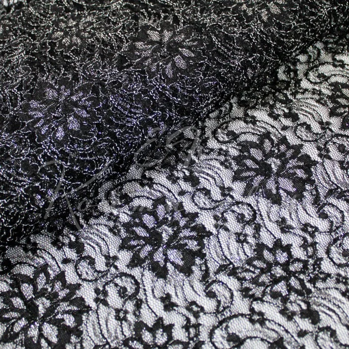 Corded Lace - Black with silvercloth - 1